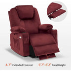 Fauteuil inclinable MCombo Large Power Lift avec massage, porte-gobelets, repose-pieds étendu, tissu 7516