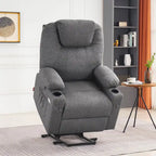 Fauteuil inclinable MCombo Large Power Lift avec massage, porte-gobelets, repose-pieds étendu, tissu 7516