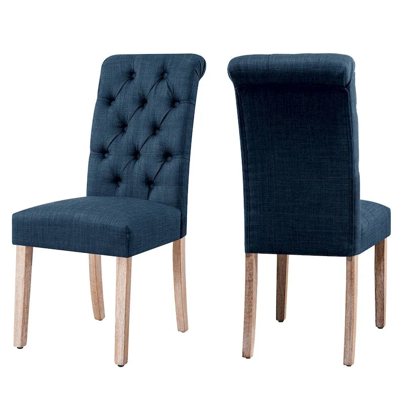 Chaise de salle à manger Parsons moderne boutonnée en lin (lot de 2)