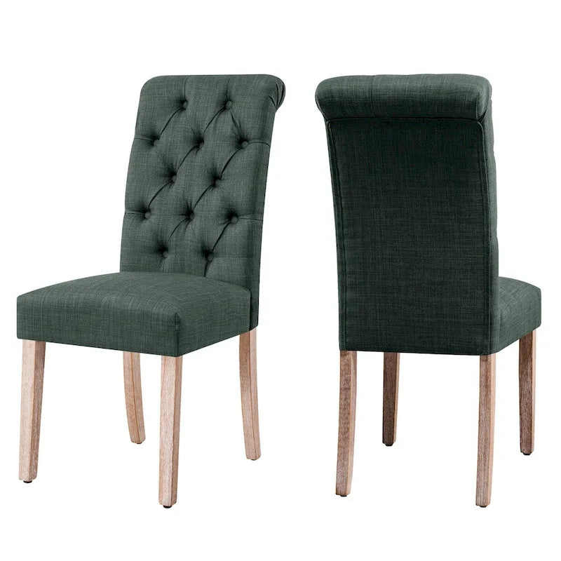 Chaise de salle à manger Parsons moderne boutonnée en lin (lot de 2)