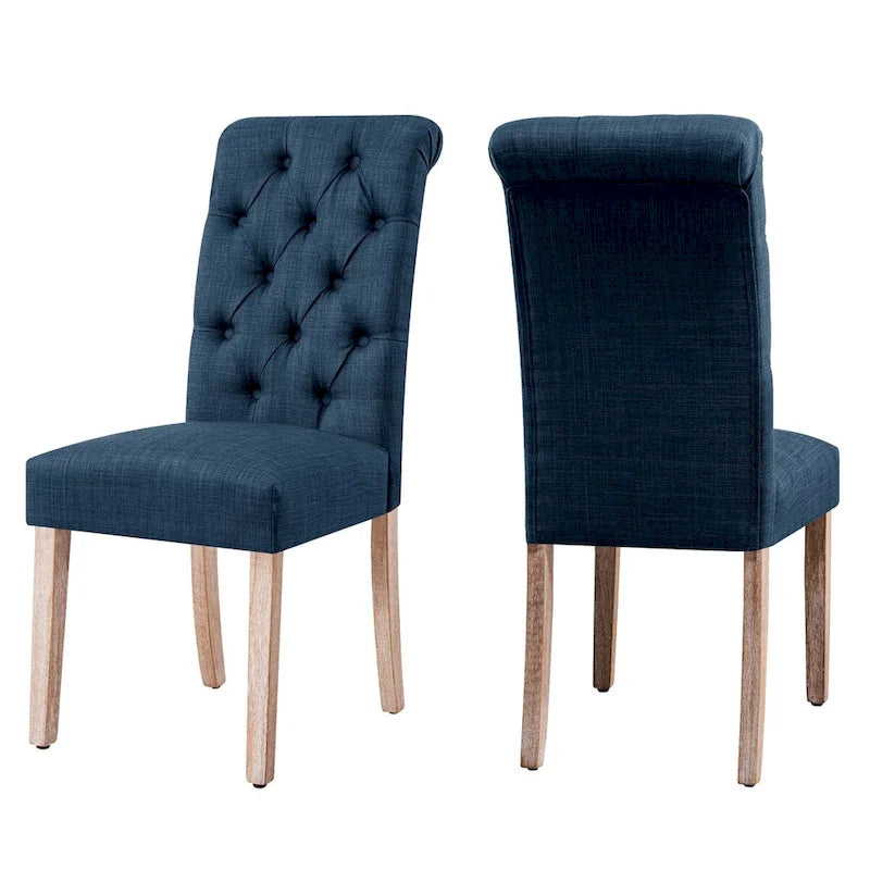 Chaise de salle à manger Parsons moderne boutonnée en lin (lot de 2)