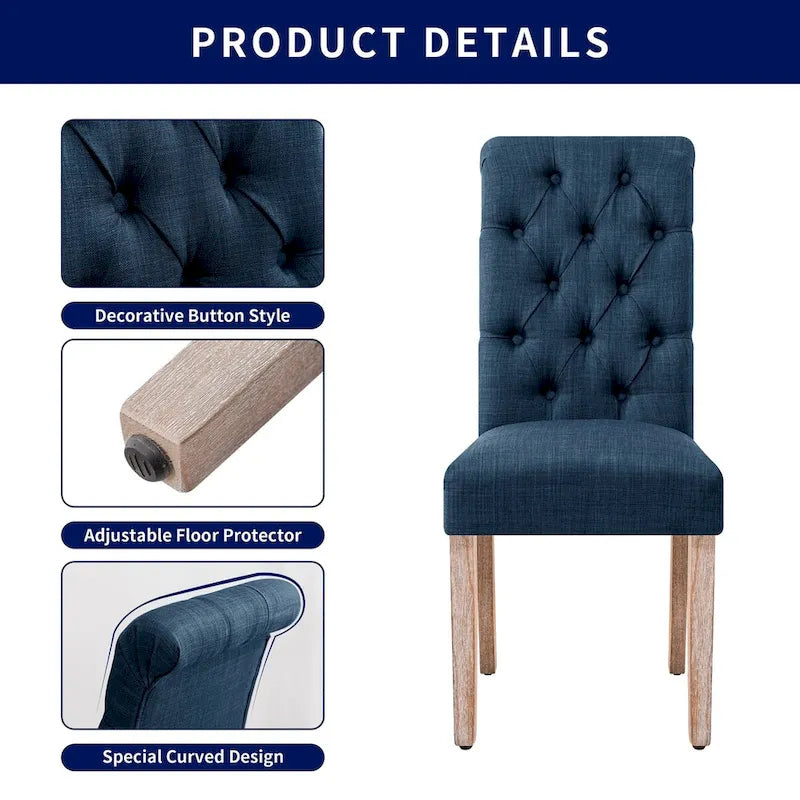 Chaise de salle à manger Parsons moderne boutonnée en lin (lot de 2)