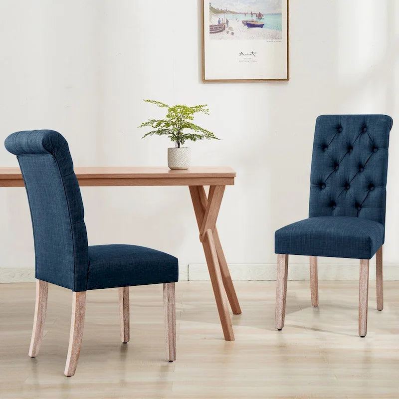 Chaise de salle à manger Parsons moderne boutonnée en lin (lot de 2)
