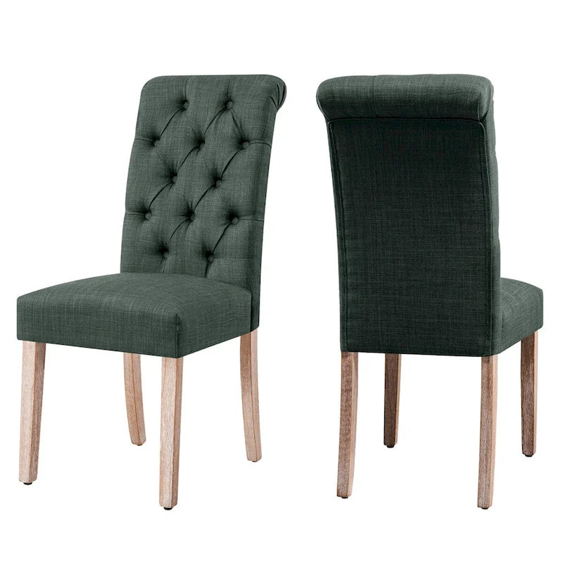 Chaise de salle à manger Parsons moderne boutonnée en lin (lot de 2)