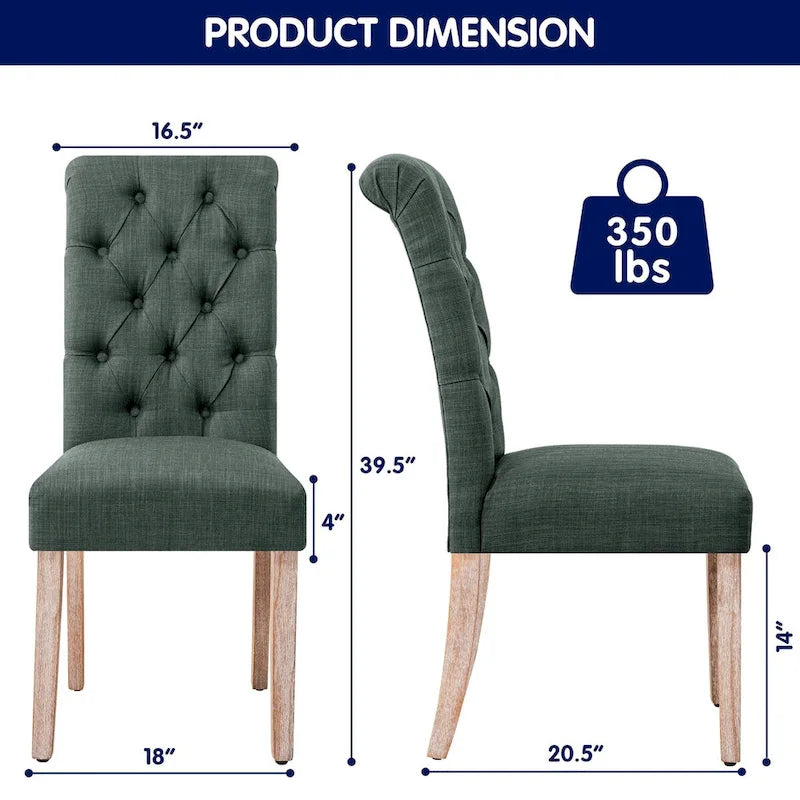 Chaise de salle à manger Parsons moderne boutonnée en lin (lot de 2)
