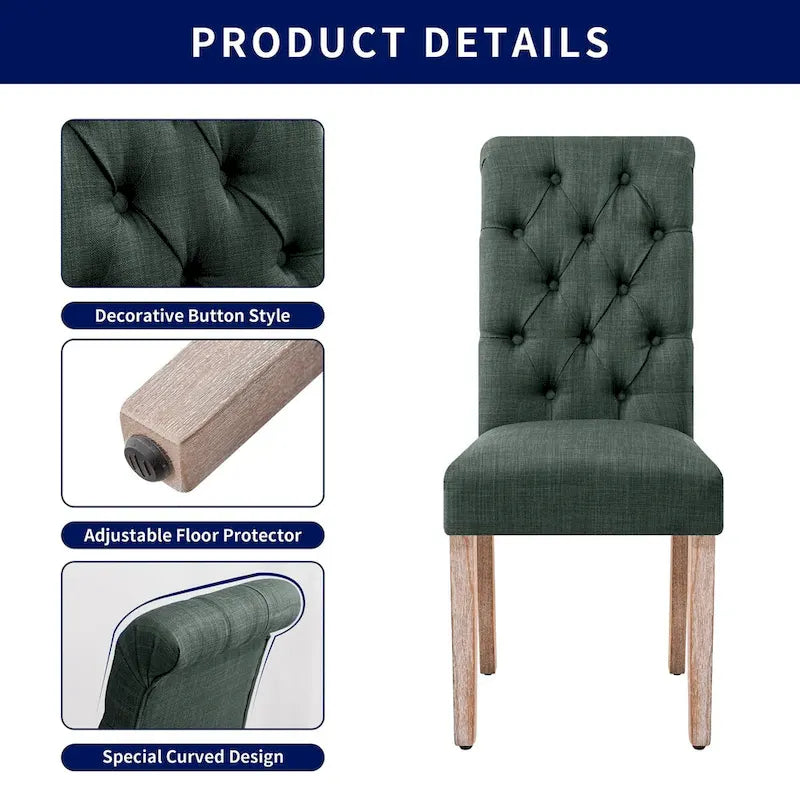 Chaise de salle à manger Parsons moderne boutonnée en lin (lot de 2)
