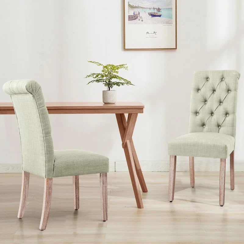Chaise de salle à manger Parsons moderne boutonnée en lin (lot de 2)