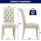 Chaise de salle à manger Parsons moderne boutonnée en lin (lot de 2)