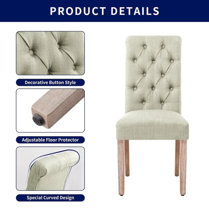 Chaise de salle à manger Parsons moderne boutonnée en lin (lot de 2)