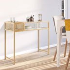 Console d'entrée effet marbre avec panier en fil métallique – 120,65 x 30,48 x 90,17 cm (L x l x H)