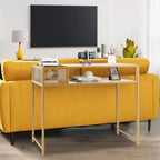 Console d'entrée effet marbre avec panier en fil métallique – 120,65 x 30,48 x 90,17 cm (L x l x H)