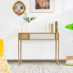 Console d'entrée effet marbre avec panier en fil métallique – 120,65 x 30,48 x 90,17 cm (L x l x H)