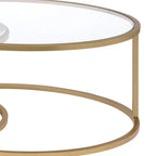 Tables basses gigognes à cadre métallique avec plateaux en verre et marbre, lot de deux, doré - 15,75 H x 36 L x 36 P pouces