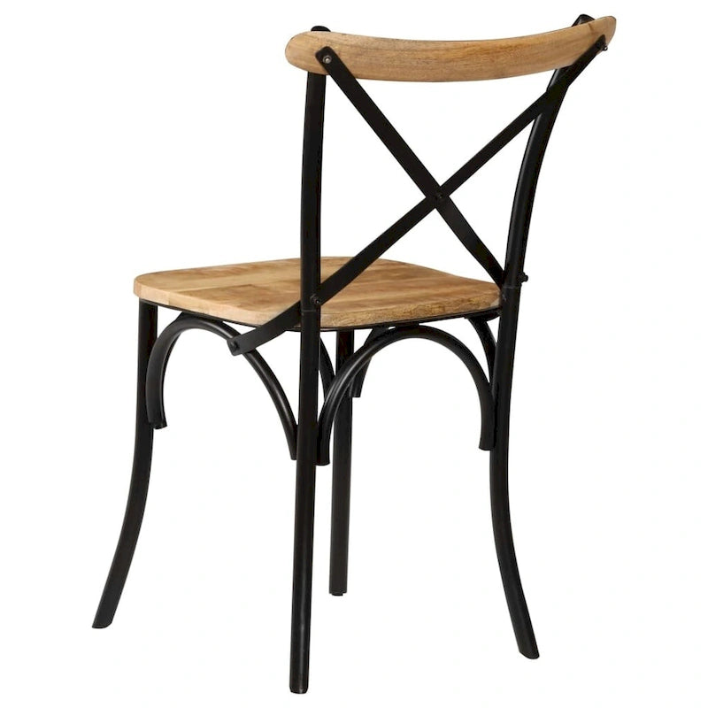 vidaXL Chaises Croisées 6 pcs Noir Bois de Mangue Massif - 20.1 x 20.5 x 33.1