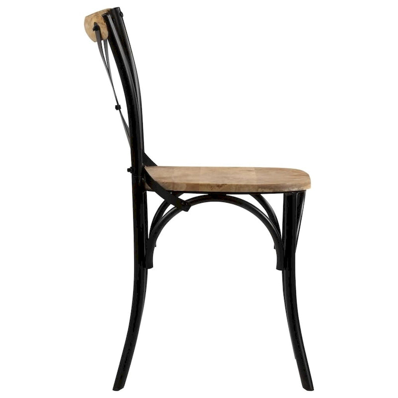 vidaXL Chaises Croisées 6 pcs Noir Bois de Mangue Massif - 20.1 x 20.5 x 33.1