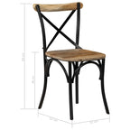 vidaXL Chaises Croisées 6 pcs Noir Bois de Mangue Massif - 20.1 x 20.5 x 33.1