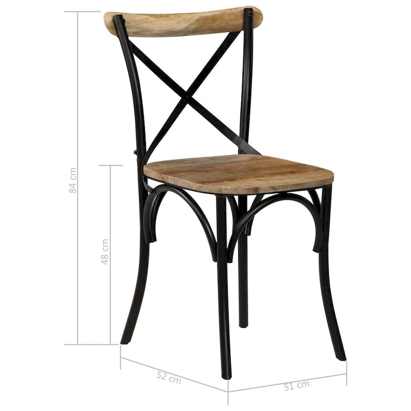 vidaXL Chaises Croisées 6 pcs Noir Bois de Mangue Massif - 20.1 x 20.5 x 33.1
