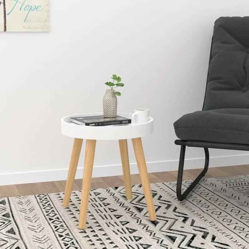 vidaXL Table d'appoint ronde en bois d'ingénierie et pin massif - 15x15x15.7