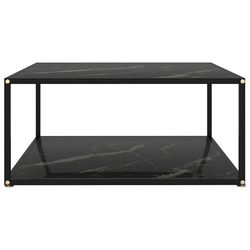 vidaXL Table Basse Noir 80x80x35 Verre Trempé - 80 x 80 x 35