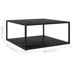 vidaXL Table Basse Noir 80x80x35 Verre Trempé - 80 x 80 x 35
