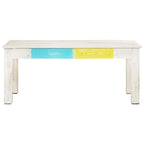 vidaXL Table Basse Blanche 110x60x45 cm Bois de manguier massif