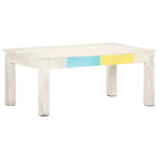 vidaXL Table Basse Blanche 110x60x45 cm Bois de manguier massif