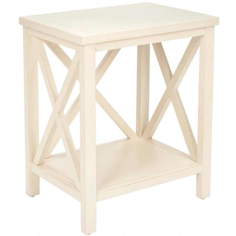Table d'appoint à dossier croisé Safavieh Yasumi blanche – 18,1 x 13,4 x 21,5 po – 18 po L x 13 po P x 22 po H