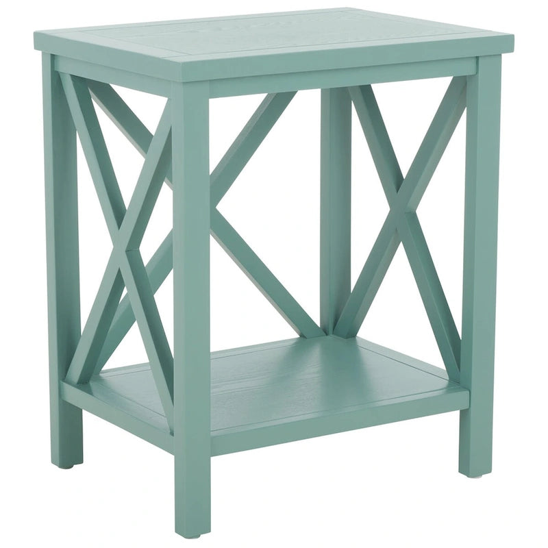 Table d'appoint à dossier croisé Safavieh Yasumi blanche – 18,1 x 13,4 x 21,5 po – 18 po L x 13 po P x 22 po H