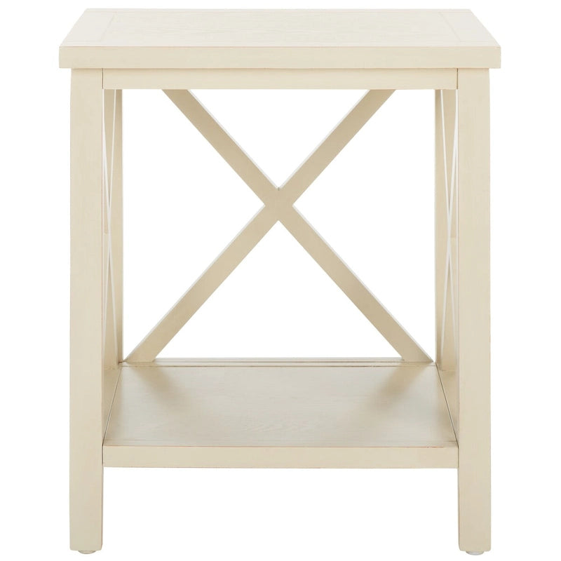 Table d'appoint à dossier croisé Safavieh Yasumi blanche – 18,1 x 13,4 x 21,5 po – 18 po L x 13 po P x 22 po H