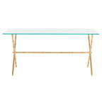Table d'appoint SAFAVIEH Treasures Jocelyn Bronze-Argent/Dessus en verre - 37,4 x 19,7 x 17