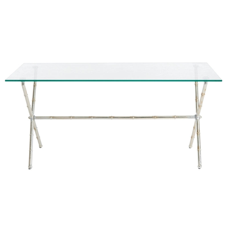 Table d'appoint SAFAVIEH Treasures Jocelyn Bronze-Argent/Dessus en verre - 37,4 x 19,7 x 17