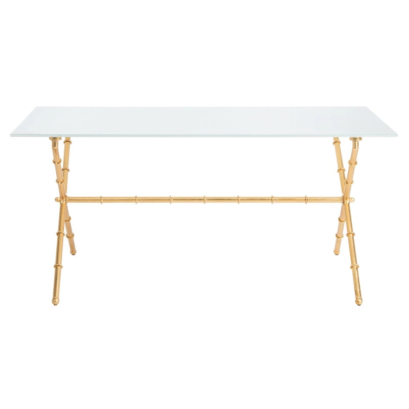 Table d'appoint SAFAVIEH Treasures Jocelyn Bronze-Argent/Dessus en verre - 37,4 x 19,7 x 17