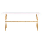 Table d'appoint SAFAVIEH Treasures Jocelyn Bronze-Argent/Dessus en verre - 37,4 x 19,7 x 17