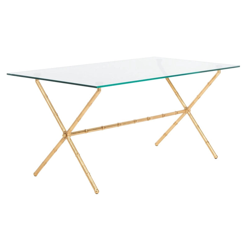 Table d'appoint SAFAVIEH Treasures Jocelyn Bronze-Argent/Dessus en verre - 37,4 x 19,7 x 17