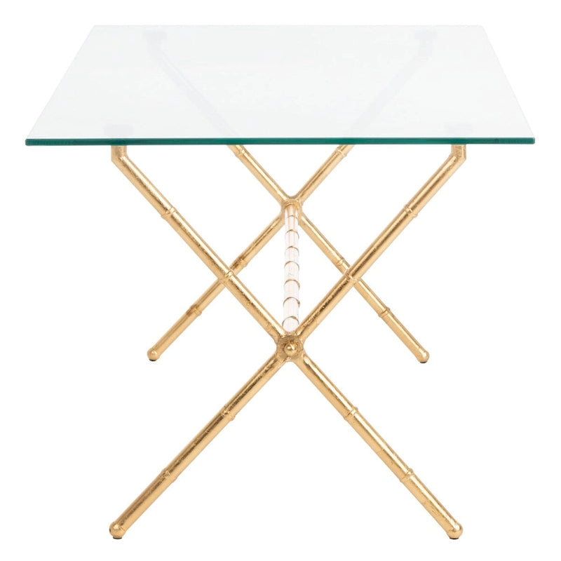 Table d'appoint SAFAVIEH Treasures Jocelyn Bronze-Argent/Dessus en verre - 37,4 x 19,7 x 17