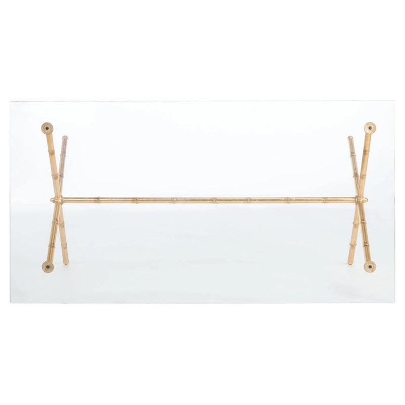 Table d'appoint SAFAVIEH Treasures Jocelyn Bronze-Argent/Dessus en verre - 37,4 x 19,7 x 17