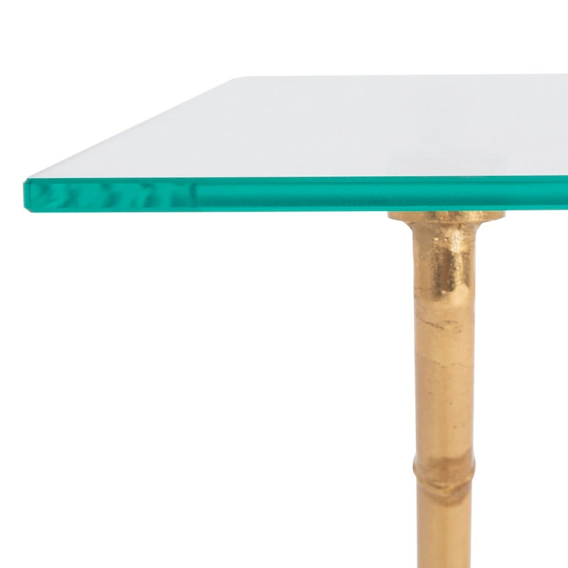 Table d'appoint SAFAVIEH Treasures Jocelyn Bronze-Argent/Dessus en verre - 37,4 x 19,7 x 17