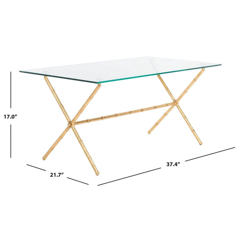 Table d'appoint SAFAVIEH Treasures Jocelyn Bronze-Argent/Dessus en verre - 37,4 x 19,7 x 17