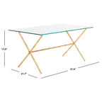Table d'appoint SAFAVIEH Treasures Jocelyn Bronze-Argent/Dessus en verre - 37,4 x 19,7 x 17