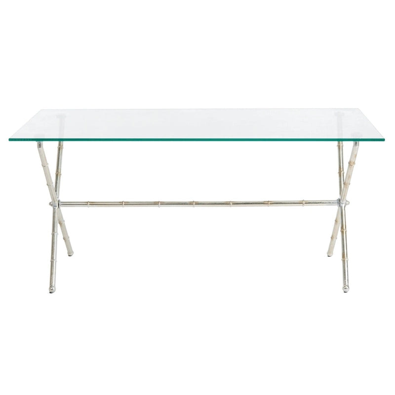 Table d'appoint SAFAVIEH Treasures Jocelyn Bronze-Argent/Dessus en verre - 37,4 x 19,7 x 17