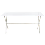 Table d'appoint SAFAVIEH Treasures Jocelyn Bronze-Argent/Dessus en verre - 37,4 x 19,7 x 17