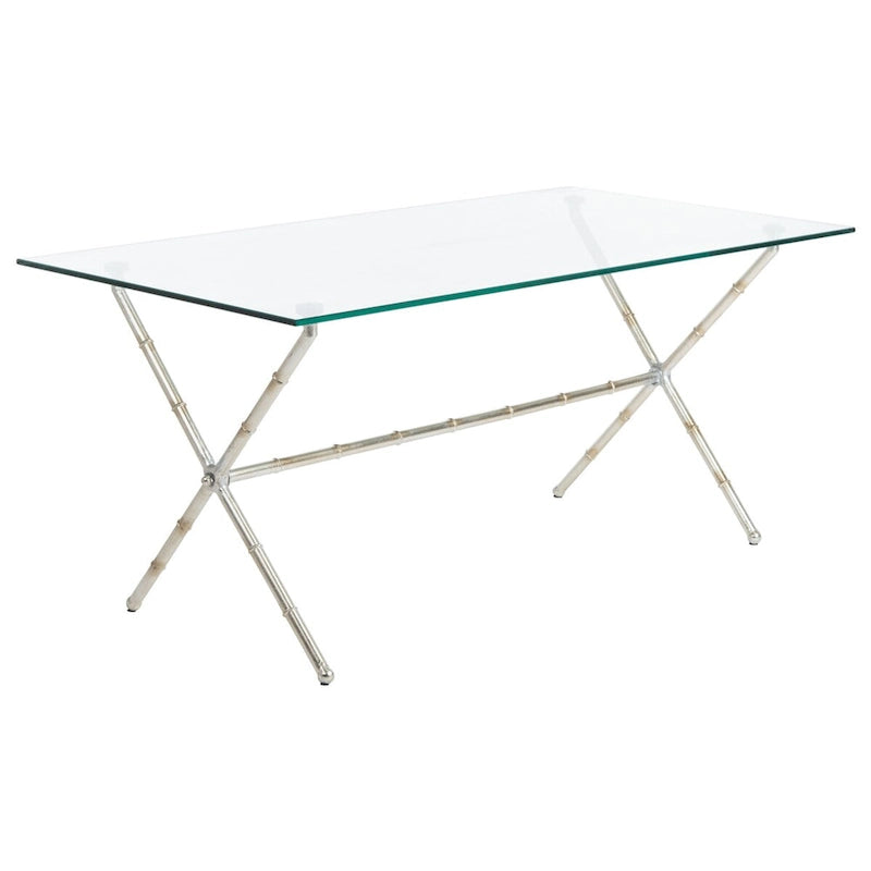 Table d'appoint SAFAVIEH Treasures Jocelyn Bronze-Argent/Dessus en verre - 37,4 x 19,7 x 17