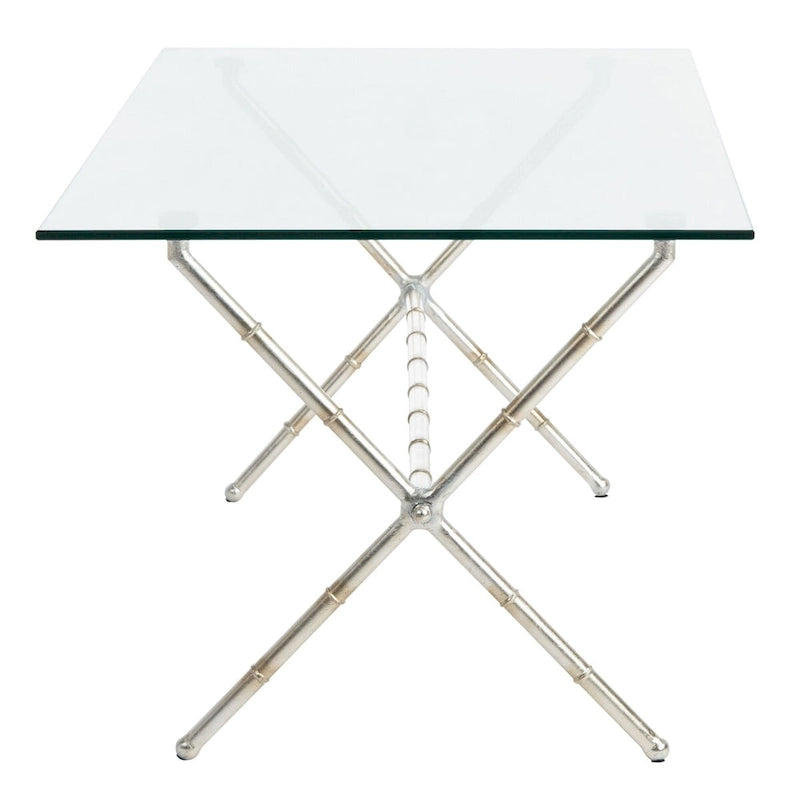 Table d'appoint SAFAVIEH Treasures Jocelyn Bronze-Argent/Dessus en verre - 37,4 x 19,7 x 17