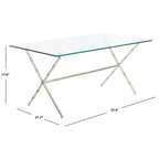Table d'appoint SAFAVIEH Treasures Jocelyn Bronze-Argent/Dessus en verre - 37,4 x 19,7 x 17