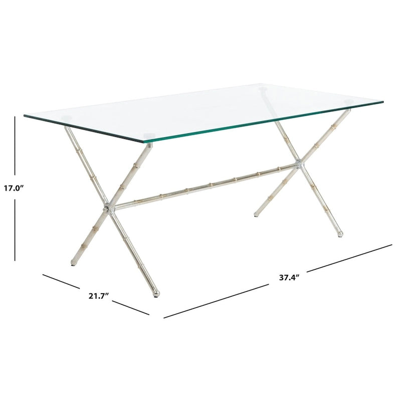 Table d'appoint SAFAVIEH Treasures Jocelyn Bronze-Argent/Dessus en verre - 37,4 x 19,7 x 17