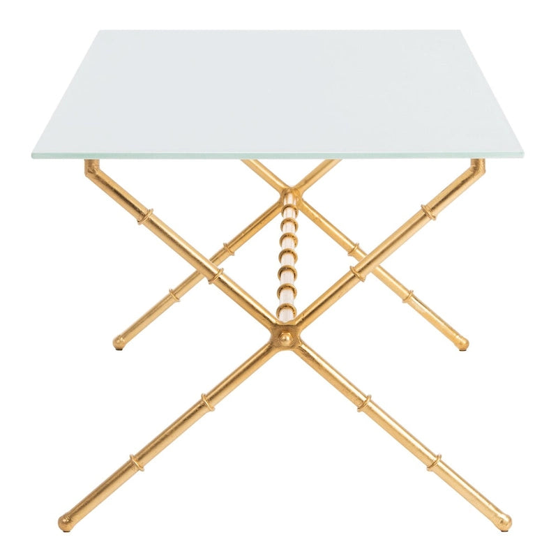 Table d'appoint SAFAVIEH Treasures Jocelyn Bronze-Argent/Dessus en verre - 37,4 x 19,7 x 17