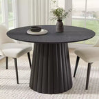 Dovelina Black Round Dining Table Artificial Wood Dining Room Table Personalized Dining Table with Designer Table Base