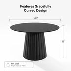 Table à manger ronde Dovelina noire, en bois artificiel, personnalisée avec un piètement design