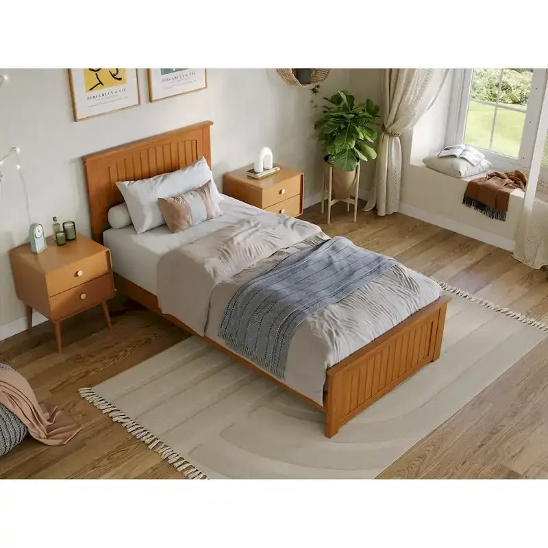 Lit plateforme profil bas Nantucket avec pied de lit assorti