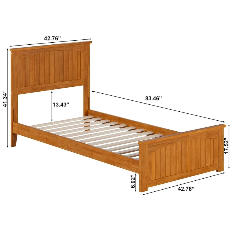 Lit plateforme profil bas Nantucket avec pied de lit assorti